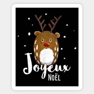 Joyeux Noel Merry Christmas With Reindeer Rudolph Sticker